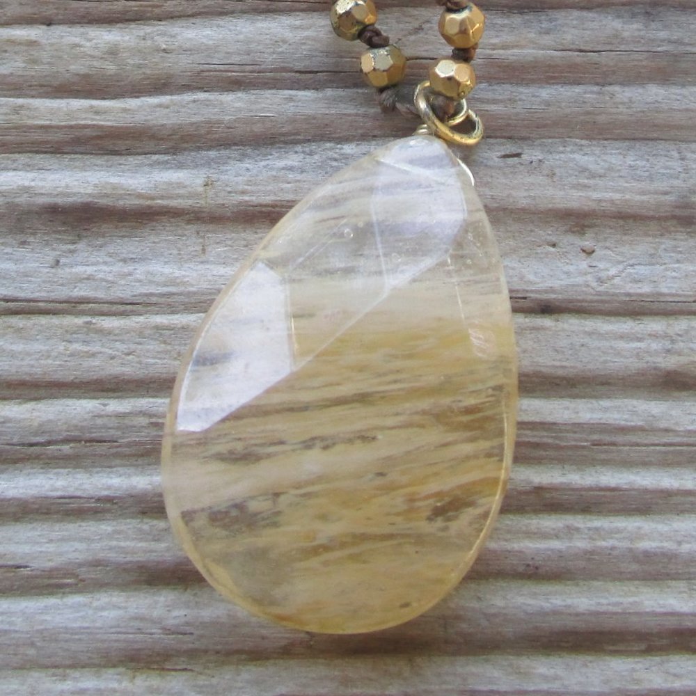 Vintage Rare American Eagle Outfitters Agate Quartz Pendant Necklace - Picture 4 of 4